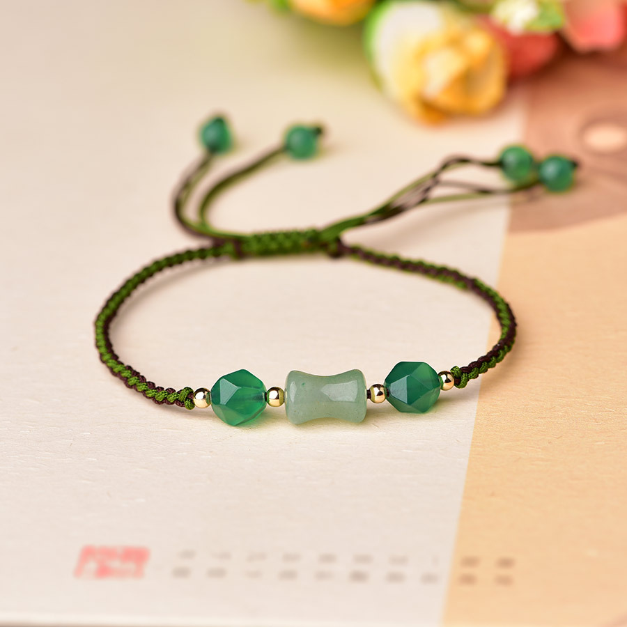 Beading - الأخضر الطبيعي حبات اليشم أساور هدايا