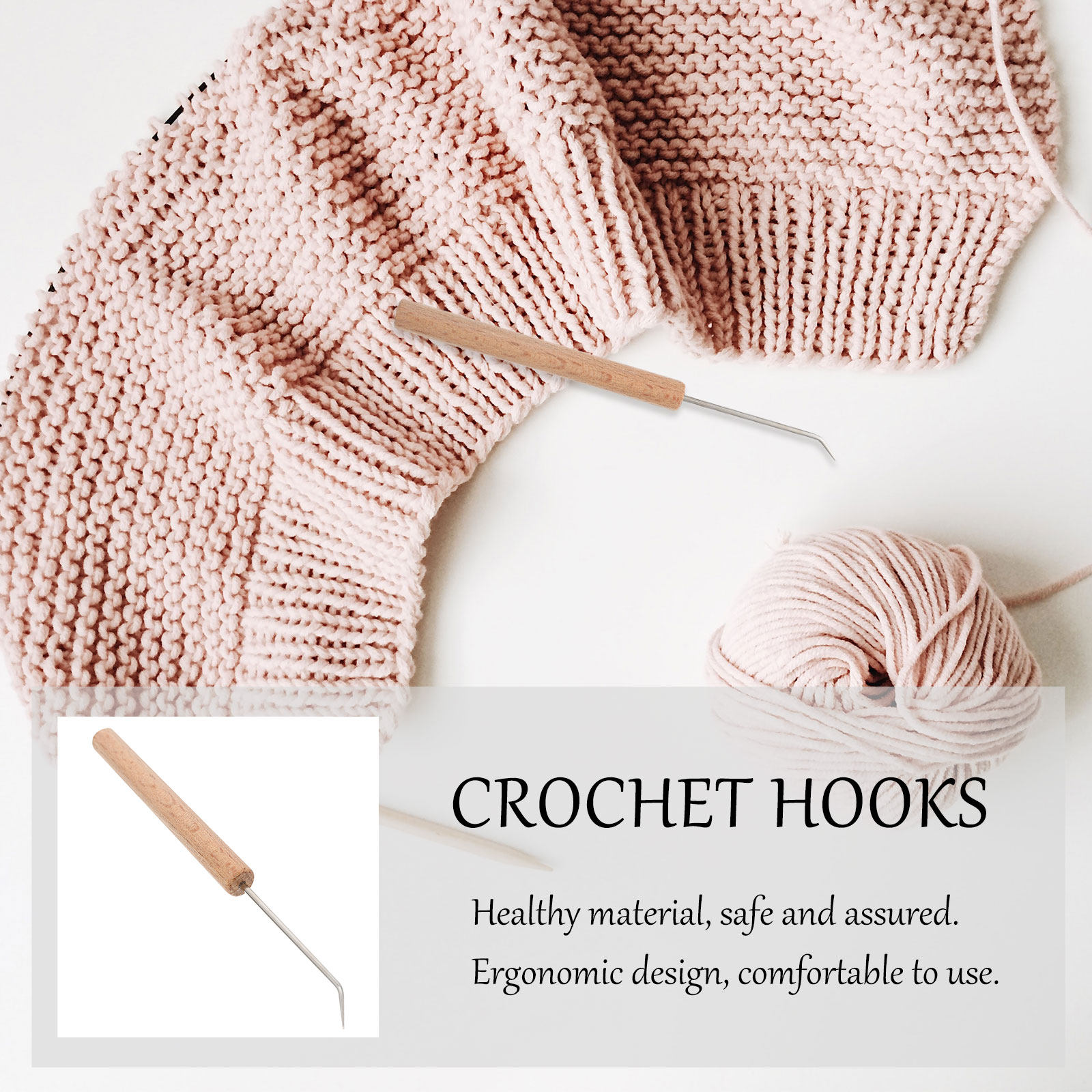 Wooden Crochet Hooks Ergonomic Handle - 1 قطعة من خطافات الكروشيه الخشبية،