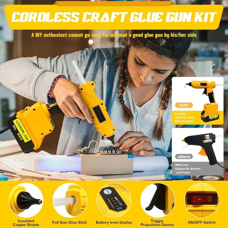 مسدس غراء كهربائي لاسلكي أصلي  - مراجعة Hot Melt Glue Gun Cordless وسعره