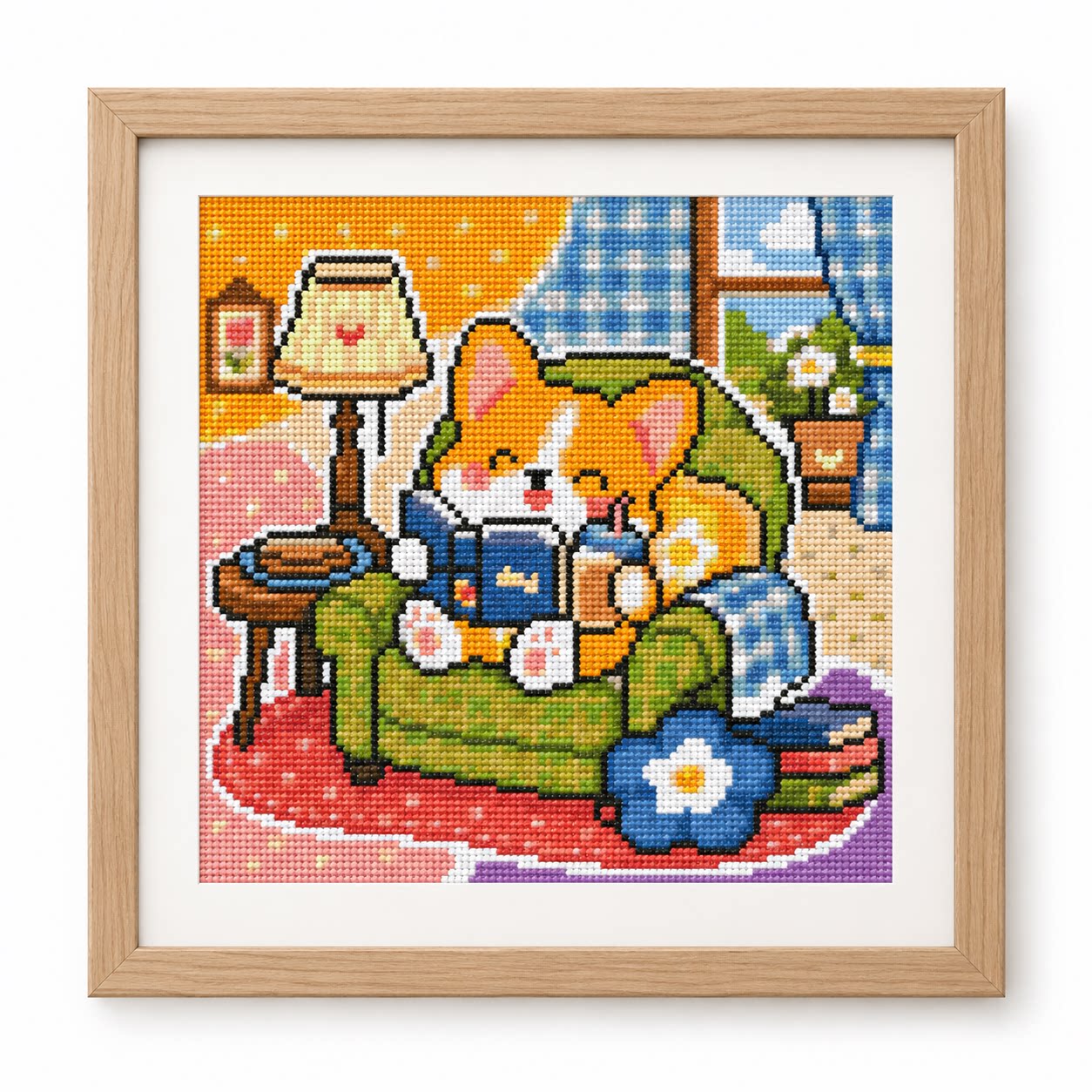 [تطريز كامل] [CC6338-كلب كورجي - مراجعة Cross Stitch Stamped Kits Beginners وسعره