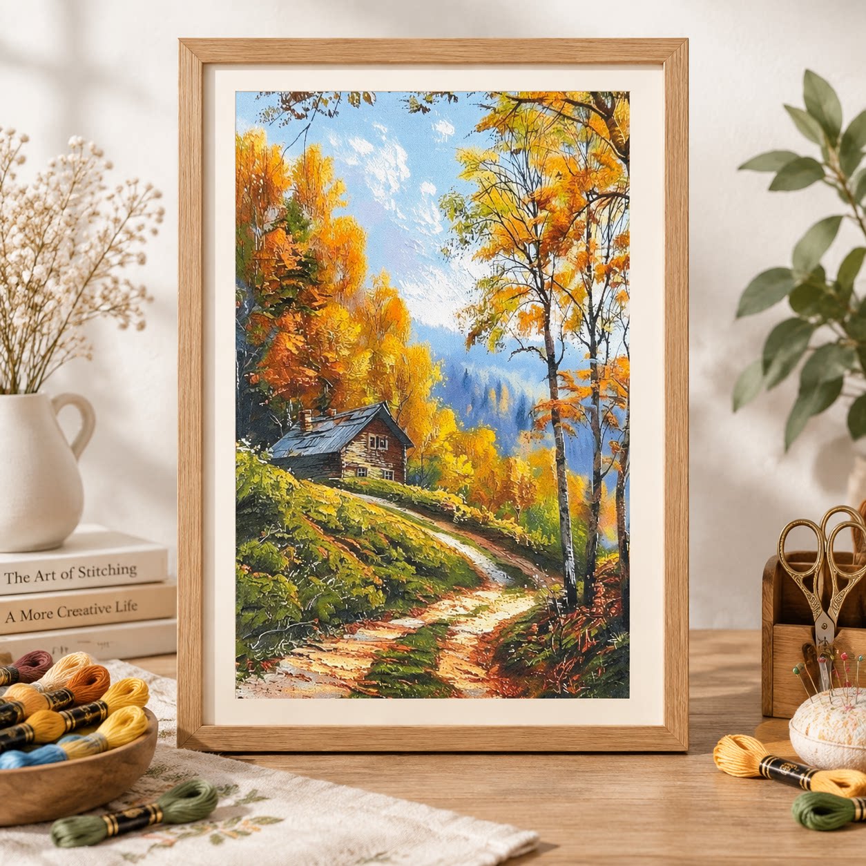 [ZZ9250-كوخ الغابة الخريفية] م - مراجعة Cross Stitch Stamped Kits Beginners وسعره