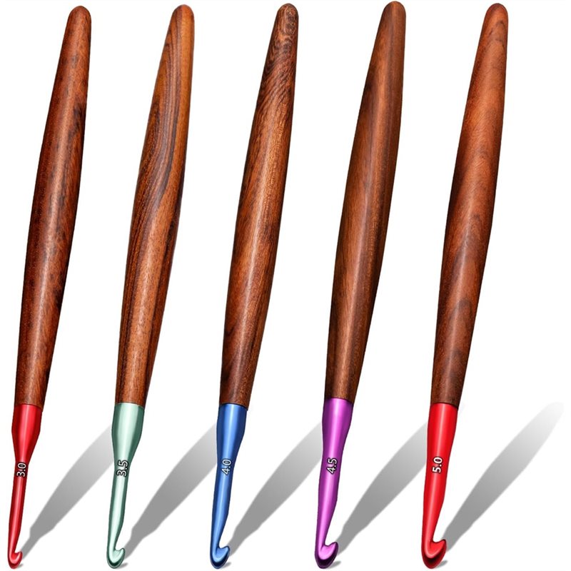 【الفرصة الأخيرة】مجموعة خطافات  - مراجعة Wooden Crochet Hooks Ergonomic Handle وسعره