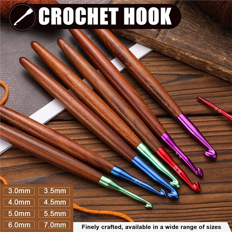 【الفرصة الأخيرة】مجموعة خطافات  - مراجعة Wooden Crochet Hooks Ergonomic Handle وسعره